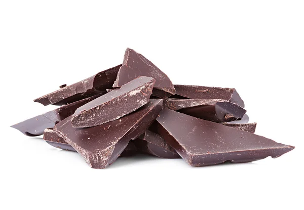 Detalle de primer plano de las piezas de chocolate sobre fondo blanco . —  Fotos de Stock