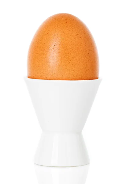 Huevo marrón en taza — Foto de Stock