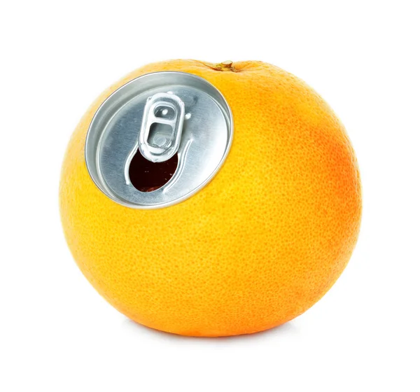 Tin でフレッシュなグレープ フルーツ、オレンジ ジュース — ストック写真