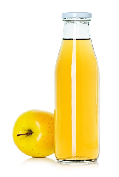 Μπουκάλι χυμού Μήλου με μήλο — Φωτογραφία Αρχείου