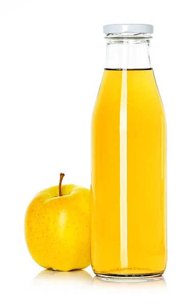 Μπουκάλι χυμού Μήλου με μήλο — Φωτογραφία Αρχείου