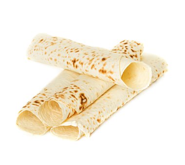 lavaş, tortilla ekmeği sarın. izole