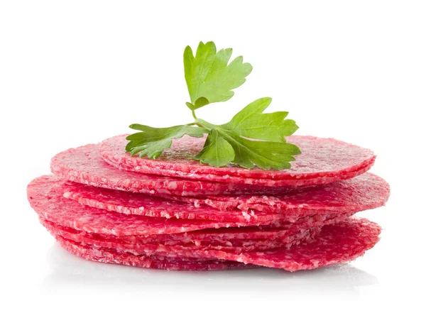 Salami isoliert — Stockfoto