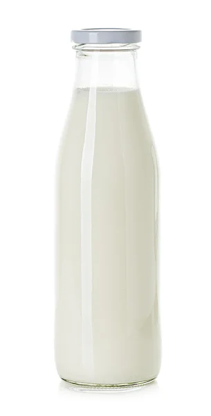 Botella de leche aislada sobre fondo blanco — Foto de Stock