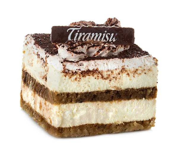 Tiramisù, torta isolata su bianco — Foto Stock