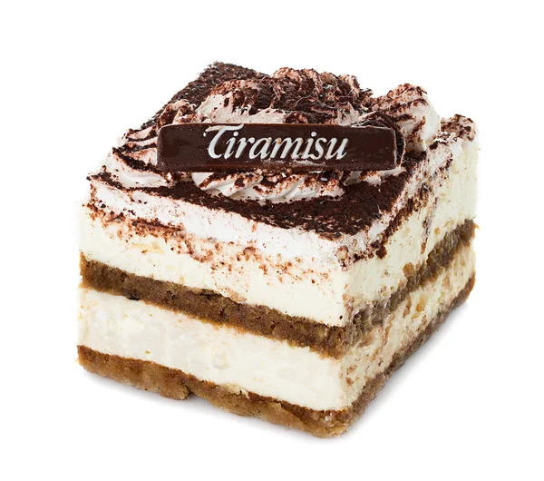 Tiramisù, torta isolata su bianco — Foto Stock