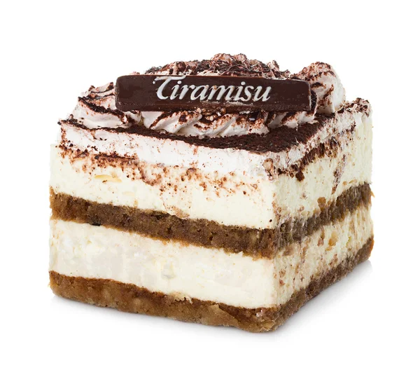 Tiramisù, torta isolata su bianco — Foto Stock