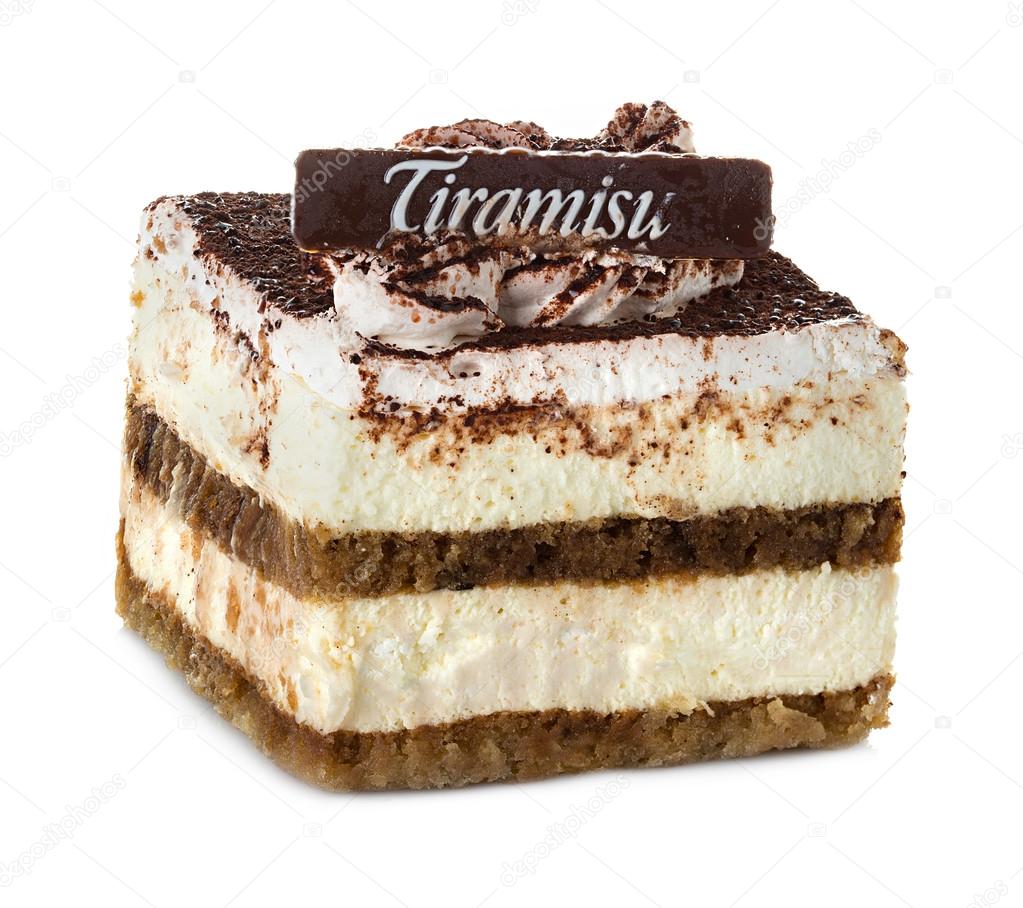Tiramisu, cake isolated on white