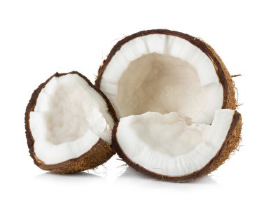 Beyaz arkaplanda hindistan cevizi