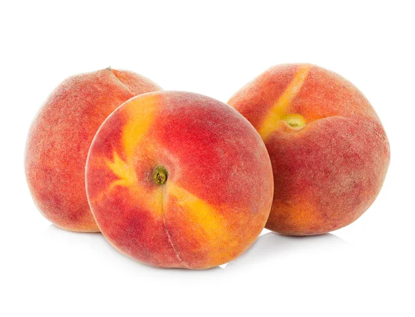 Ripe peaches fruit isolated on white background — Stock Photo, Image