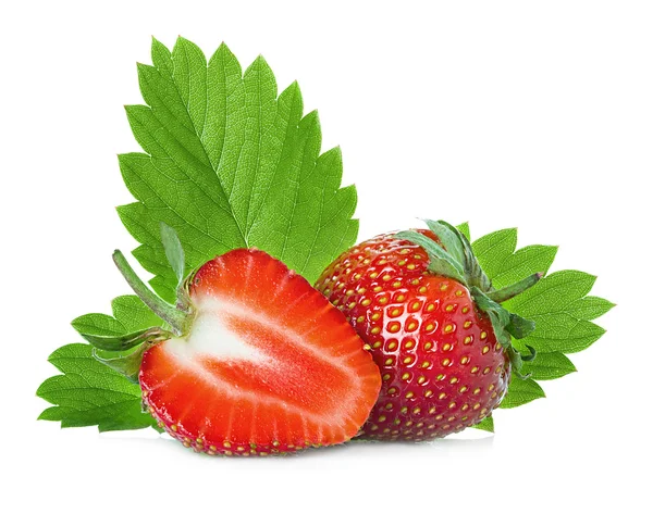 在白色背景上孤立的草莓特写 — 图库照片