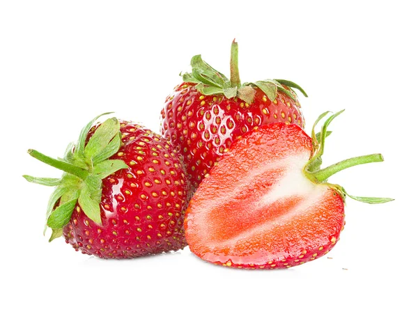 Strawberries close-up isolated on white background — Stock Photo, Image