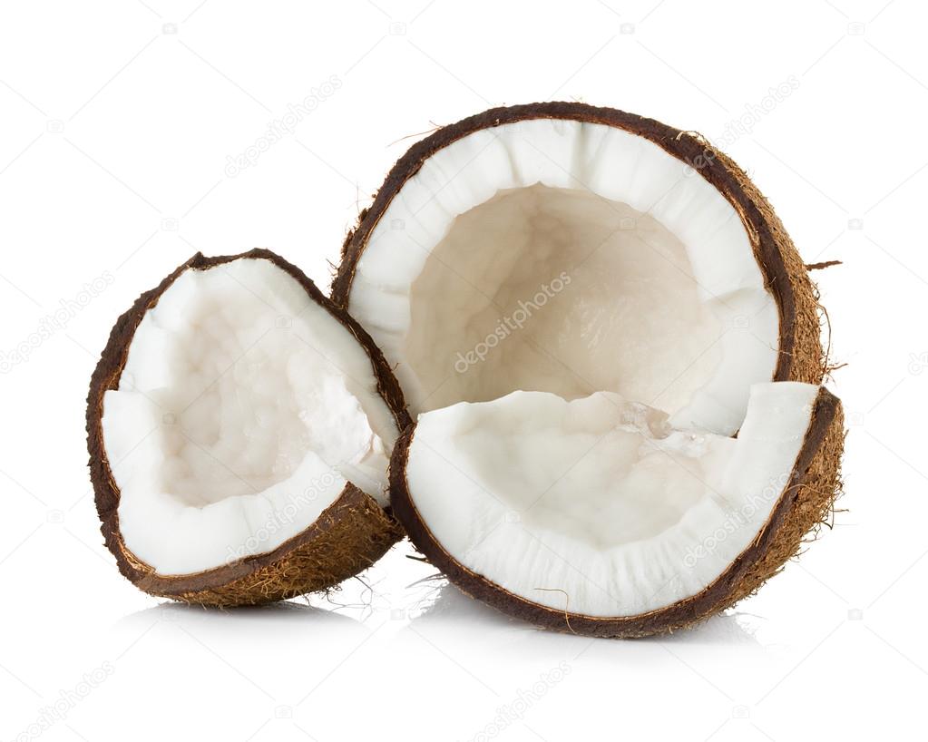 Coconut on white background