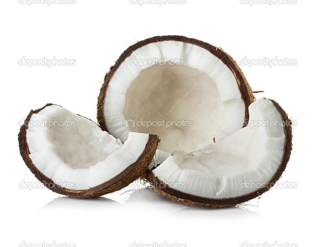 Coconut on white background