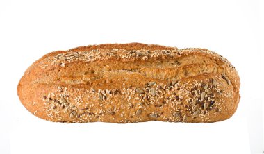 ile beyaz bir arka plan üzerinde izole kepekli ekmek