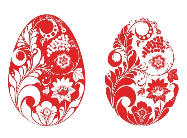 Easter egg with red hohloma ornament — 图库照片