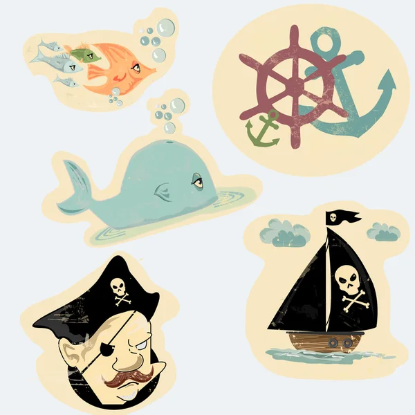 Stickers of sea heroes — Stock Photo, Image