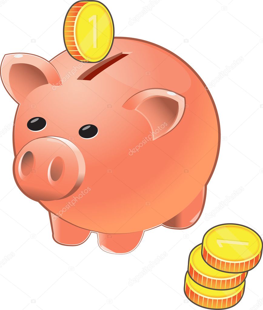 ピンクの貯金箱と硬貨 ストック写真 C Galieva0410 ピンクの貯金箱と硬貨 ストック写真 C Galieva0410