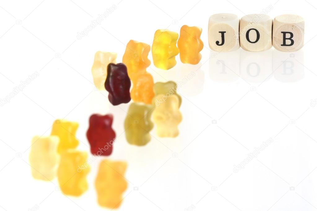Gummy Bear series - lining up for jobs (conceptual)