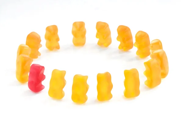 Gummy niedźwiedzie serii - integracja, (koncepcyjne) — Zdjęcie stockowe