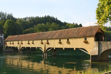 Traditional Covered Wood Bridge on the Rhine, Altenburg and Rheinau clipart