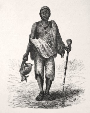 Africa man of Batlapine tribe after hunting