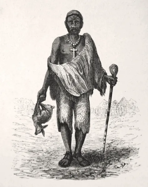 Africa man of Batlapine tribe after hunting — Stock Photo, Image