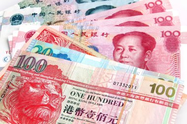 Chinese Yuan vs Hong Kong Dollars clipart