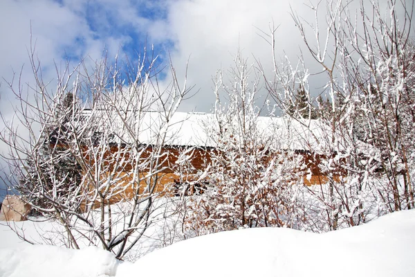 Фермерский дом в зимней сцене — стоковое фото