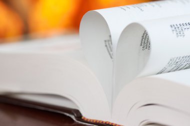 Kalp şekli kitap sayfası