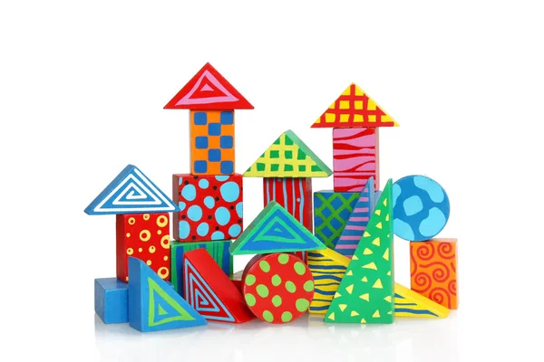 Maisons de blocs en bois colorés — Photo