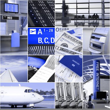 Airport and travel collage clipart
