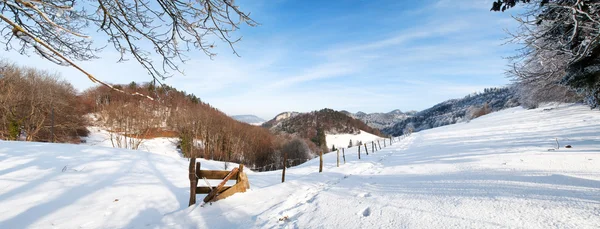 Sneeuw panorama op het platteland — Stockfoto
