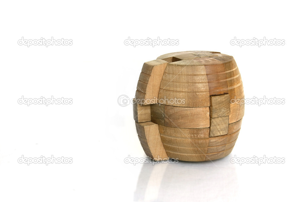 Cylindrical wooden puzzle