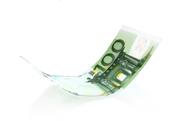 Flying Euro bank note, isolated — Stock Photo, Image