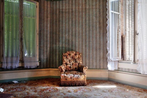 Sofa in an abandoned house