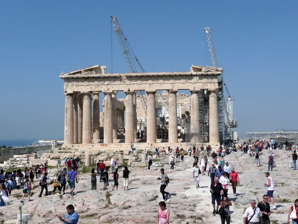 Oude tempel onder renovatie, parthenon, Akropolis — Stockfoto