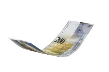 izole uçan İsviçre Frangı Not
