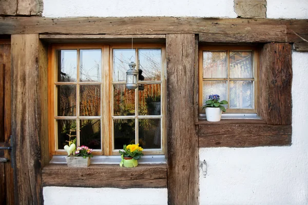 Rustic wood windows — Stock Photo, Image