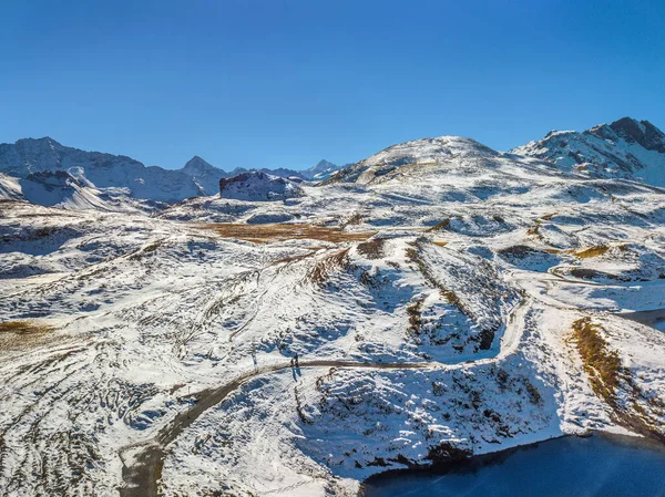 Luchtfoto Van Eerste Sneeuw Valt Het Tannensee Meer Het Recreatiegebied — Stockfoto