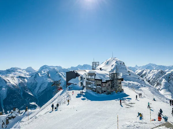 Het Topstation Uitzichtpunt Voor Skiën Andere Buitenactiviteiten Winter Eggishorn Het — Stockfoto