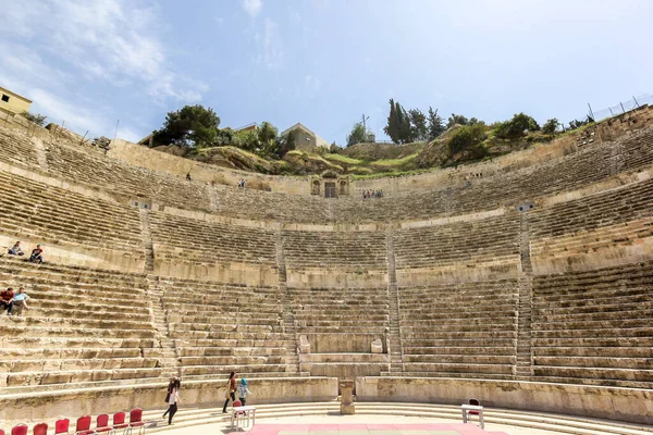 Amman Giordania Aprile 2014 Rovine Antico Anfiteatro Romano Teatro Odeon — Foto Stock