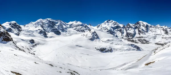 Panorama Schweiziska Alperna Åsen Diavolezza Med Sumit Grupp Piz Arlas — Stockfoto