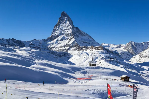 Riffelberg Zwitserland Januari 2022 Het Populaire Winterskigebied Aan Voet Van — Stockfoto
