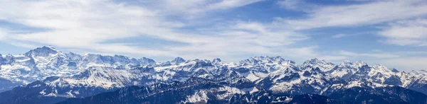 Panorama Der Berggipfel Eiger Mönch Und Jungfrau Den Berner Alpen — Stockfoto