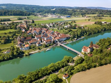 Aerial image of the medieval town to the German border Hohentengen am Hochrhein. Kaiserstuhl is a heritage site of the national significance of Switzerland