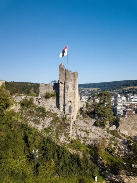Vista Aérea Das Ruínas Castelo Stein Construídas Sobre Promontório Rochoso — Fotografia de Stock