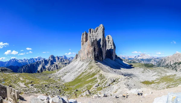 Panorama Famous Dolomites Peak Tre Cime Lavaredo Cadinini Misurina Group — Stock Photo, Image
