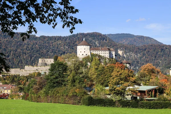 Kufstein castle on a hilltop in colorful autumn, Tyrol,Austria. The fortress dominated over the Inn river trade path in the Medieval era.