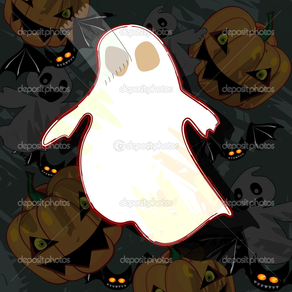 Halloween card with ghost